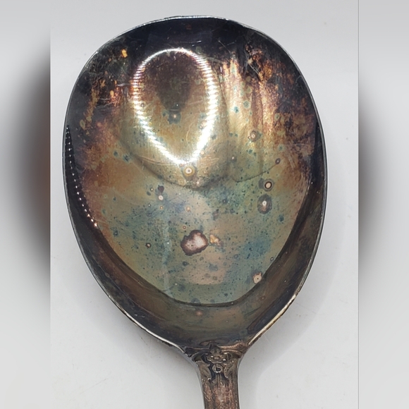 Vtg 1847 Rogers Bros Silverplate Large Serving Spoon Fork Floral Pattern - Picture 12 of 13